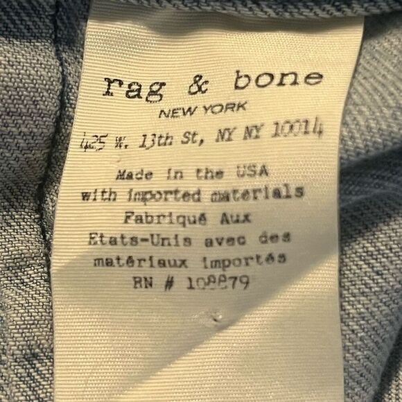 Rag & Bone Woman’s Denim Snap Button Up Dark Denim Pockets In Light Denim Sz 28 - Picture 5 of 6